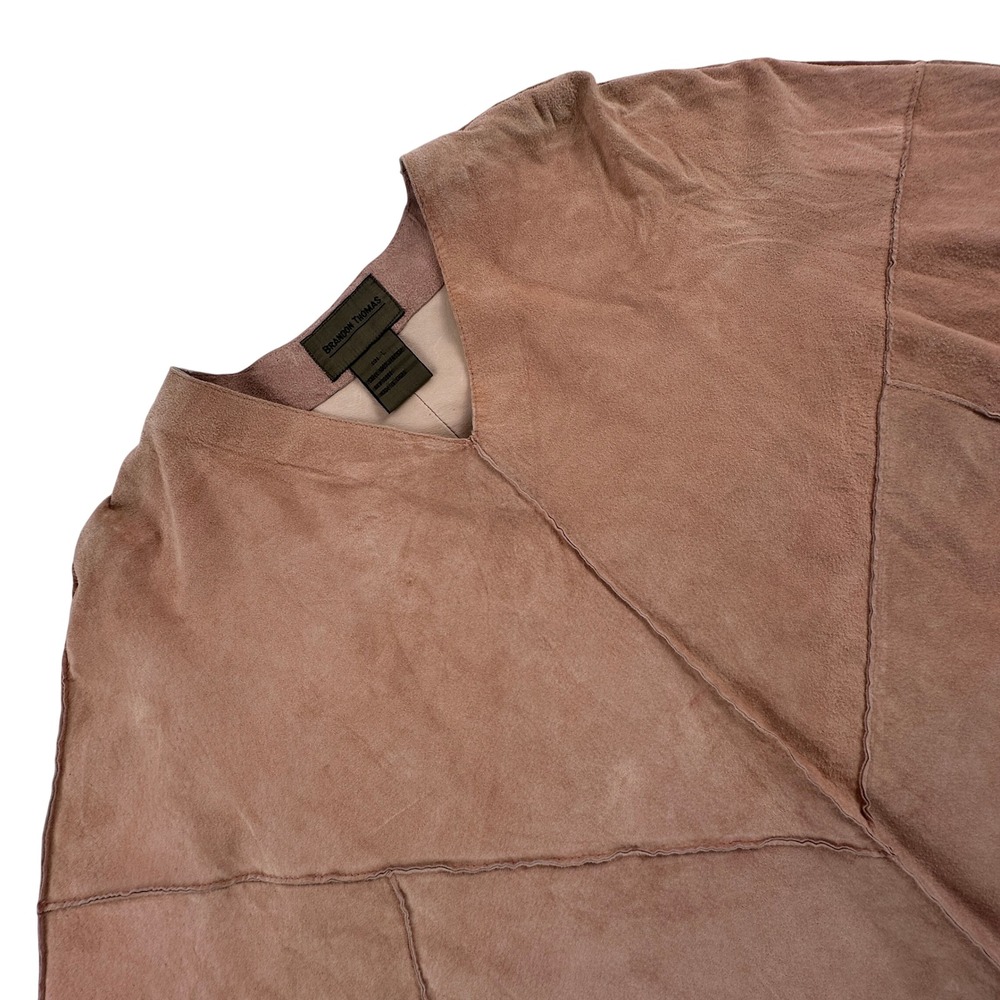 Brandon Thomas Women's L Poncho Pink Suede‎ Leather V-Neck Western Vintage